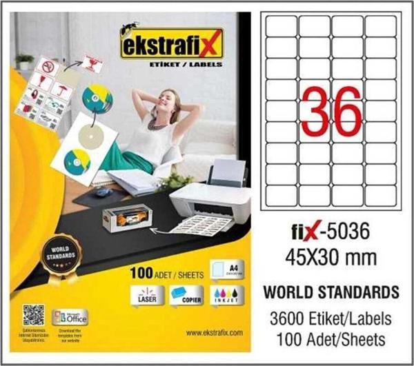 Ekstrafix Laser Etiket 45x30 100 Yaprak Lazer Yazıcı Etiketi - Image 1