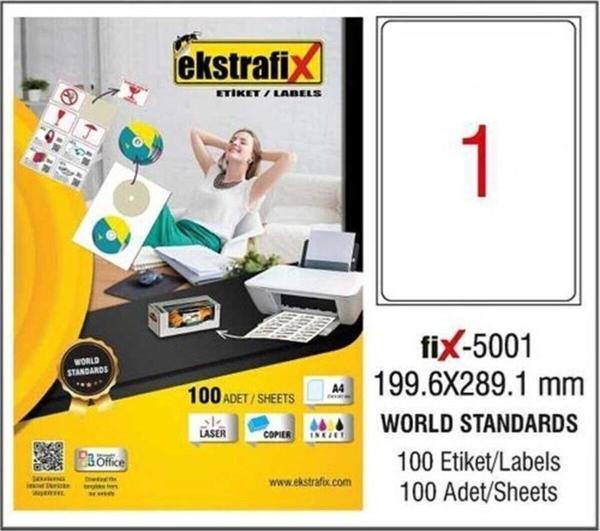 Ekstrafix Lazer Etiket 100 Yaprak 199.6 x 289.1 Mm Lazer Yazıcı Etiketi - Image 1