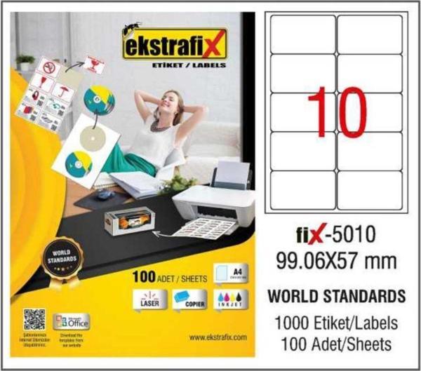 Ekstrafix Lazer Etiket 100 Yaprak 99.06 x 57 Mm Lazer Yazıcı Etiketi - Image 1