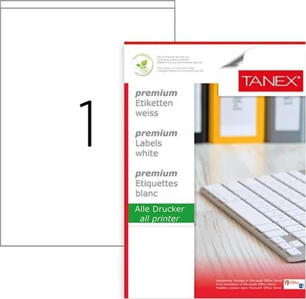 Tanex Laser Etiket 100 Yaprak 210 x 294.86 MM Lazer Yazıcı Etiketi - Image 1