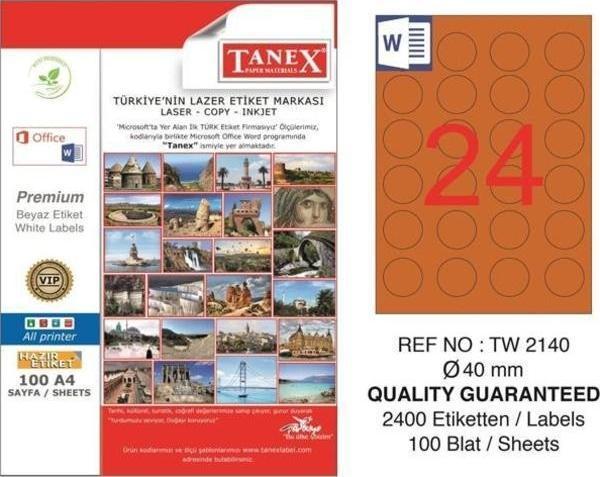 Tanex Lazer Etiket 0.40 MM 100 Yaprak Yuvarlak Turuncu Lazer Yazıcı Etiketi - Image 1