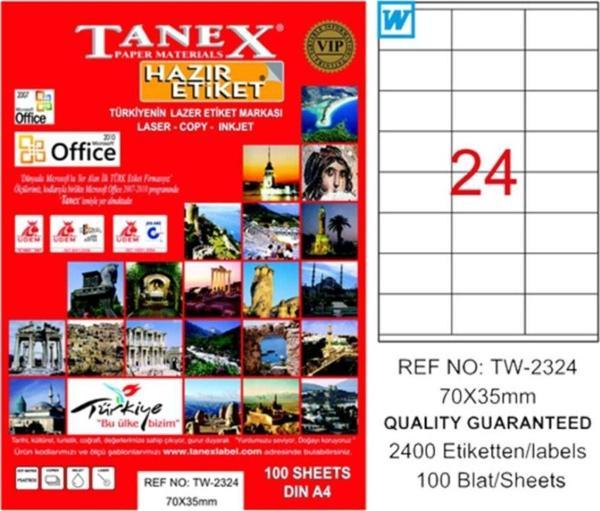 Tanex Lazer Etiket 100 Yaprak 70x35 Mm Laser-Copy-Inkjet TW-2324 (20 Li Paket) - Image 1