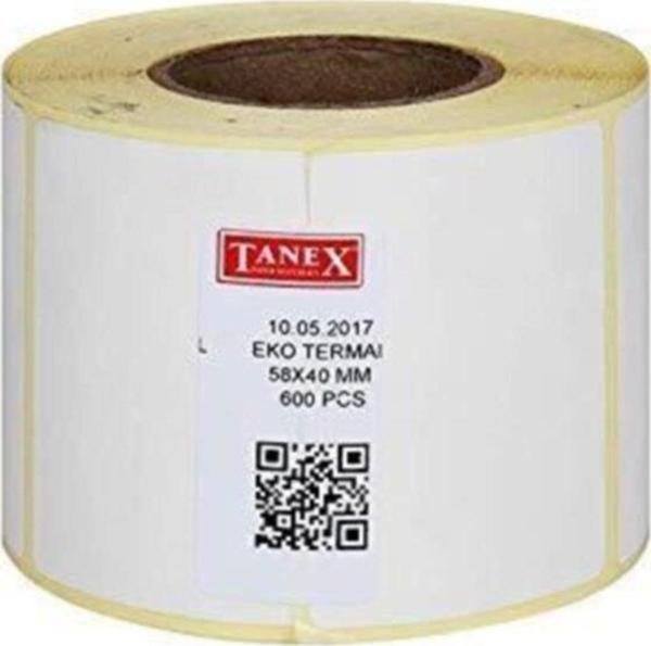 Tanex Termal Barkod Etiketi Termal Eco 58x40 Mm 40 Mm Çap 600 Lü (16 Lı Paket) - Image 1