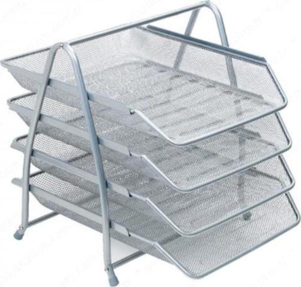 Cassa Evrak Rafı Metal Perforeli 4 Lü Gümüş 8934 - Image 1