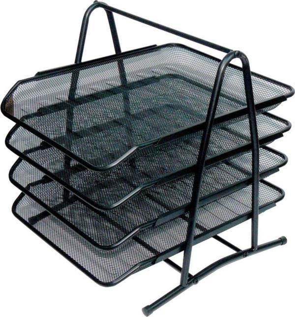 Cassa Evrak Rafı Metal Perforeli 4 Lü Siyah 8934 - Image 1