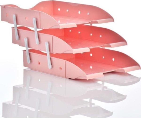 Ops Evrak Rafı Hareketli 3 Lü Pastel Pembe Evrak Rafı - Image 1