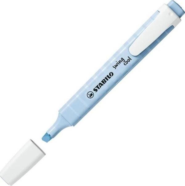 Stabilo Fosforlu Kalem Swing Cool 1-4 Mm Kesik Uç Pastel Esintili Mavi İşaret Kalemi (10 Lu Paket) - Image 1
