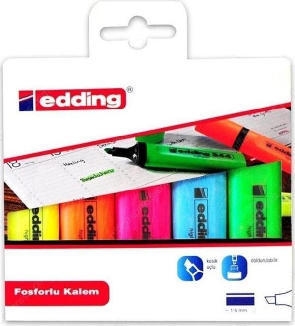 Edding Fosforlu Kalem Karışık Renk 5 Lİ 344 (40 Paket) - Image 1