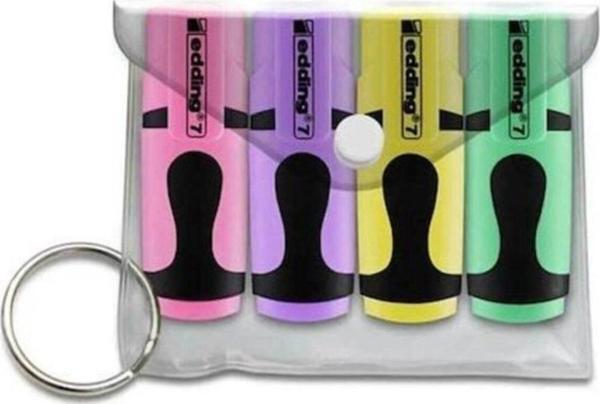 Edding Mini Fosforlu Kalem Pastel Renkler 4 Lü Poşet (12 Poşet) - Image 1