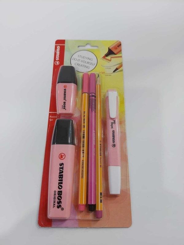 Stabilo Fosforlu Kalem Tek Renk Pastel Set 6 Lı Pembe - Image 1