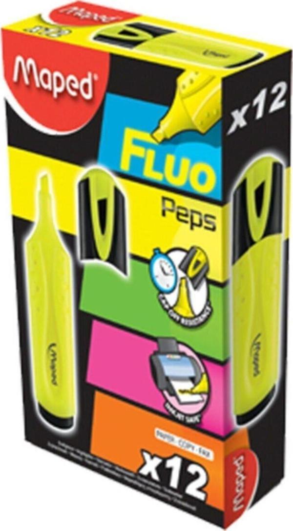Maped Fluo Pep's Fosforlu İşaret Kalemi Mono Sarı (12 Li Paket) - Image 1