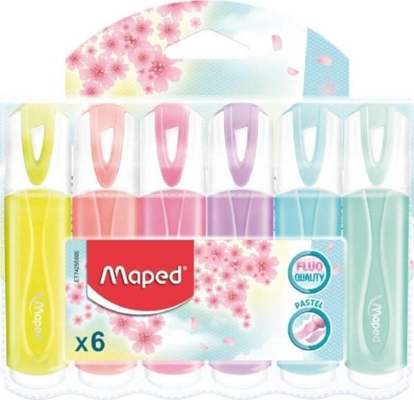 Maped Fosforlu Kalem Pastel 6 Renk İşaret Kalemi 6 Lı Poşet (12 Poşet) - Image 1
