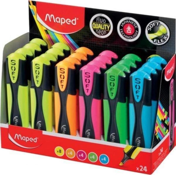 Maped Fosforlu Kalem Ultra Yumuşak Uç Karışık Fosforlu İşaret Kalemi (24 Lü Paket) - Image 1