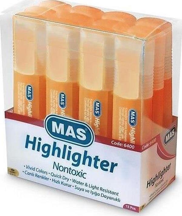 Mas Fosforlu Kalem Pastel Turuncu Fosforlu İşaretleme Kalemi (12 Li Paket) - Image 1