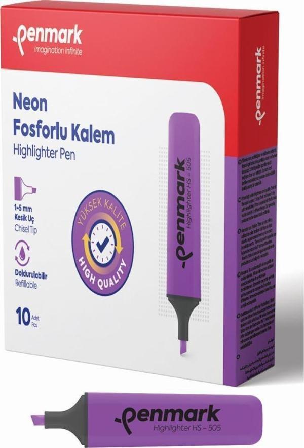 Penmark Neon Fosforlu Kalem Lila (10 Lu Paket) - Image 1