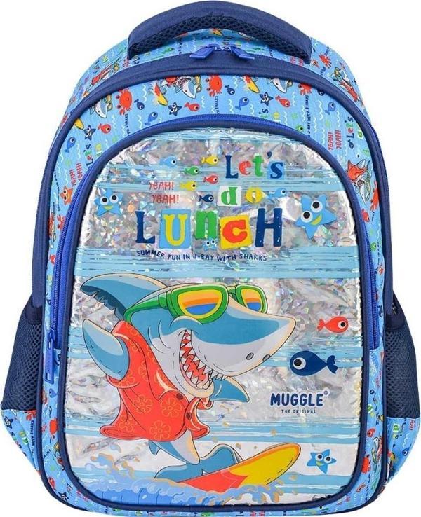 Muggle Okul Çantası Cute Shark Mavi Erkek Çocuk İlkokul Çantası - Image 1