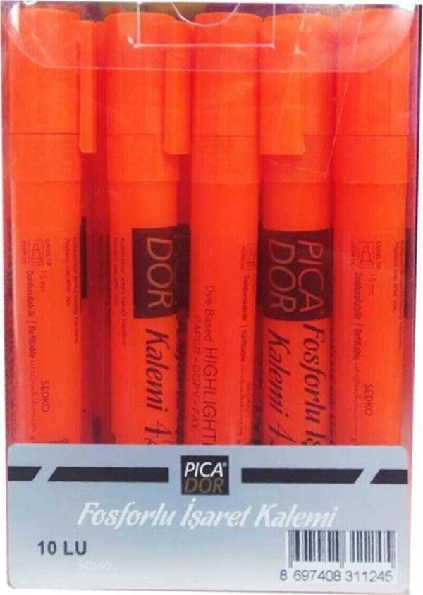 Picador Doldurulabilir Pastel Highlighter Fosforlu Işaretleme Kalemi Pastel Turuncu (10 Lu Paket) - Image 1