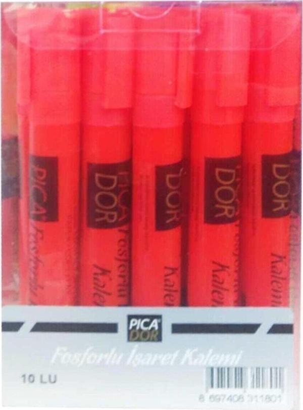 Picador Fosforlu Kalem Kırmızı (10 Lu Paket) - Image 1
