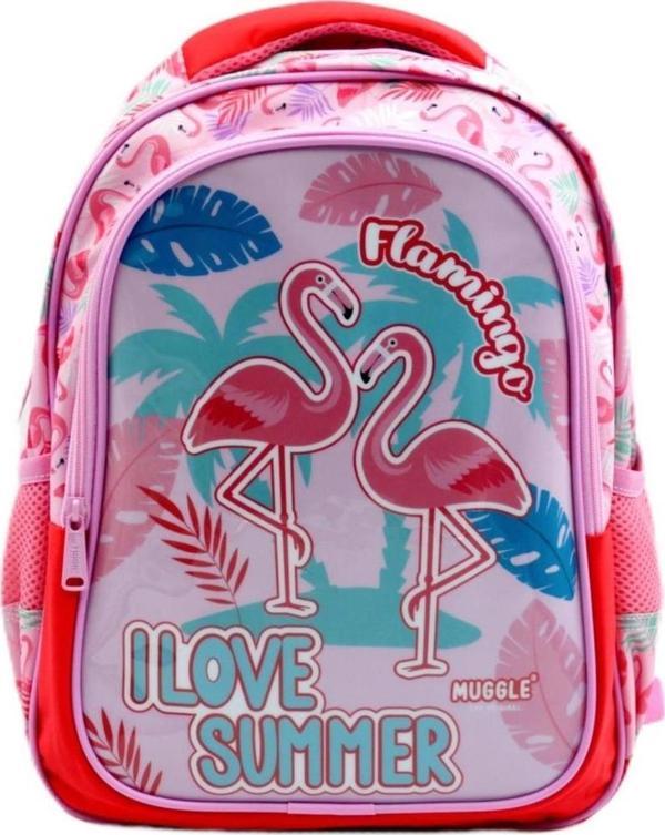 Muggle Okul Çantası Flamingo Rose İki Bölmeli İlkokul Sırt Çantası - Image 1