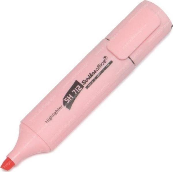 Scrikss Fosforlu Kalem Pastel Pembe İşaretleme Kalemi (12 Li Paket) - Image 1