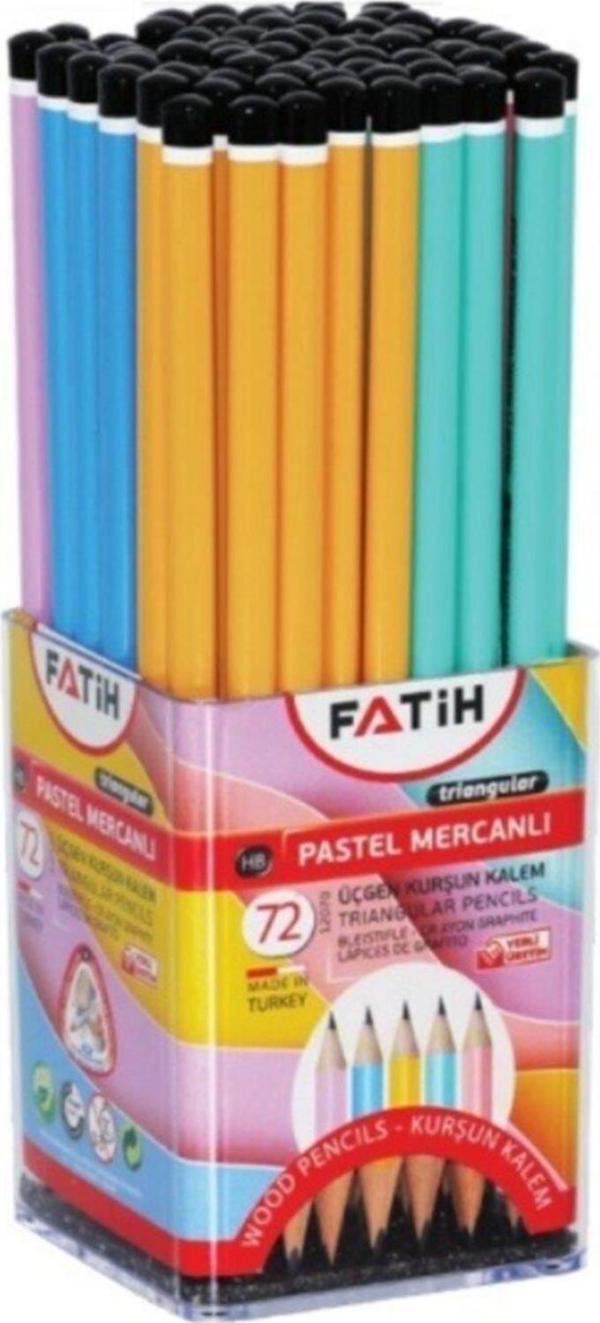 Fatih Kurşun Kalem Üçgen Mercanlı Pastel Renkli Kurşun Kalem 72 Li (72 Li Kutu) - Image 1