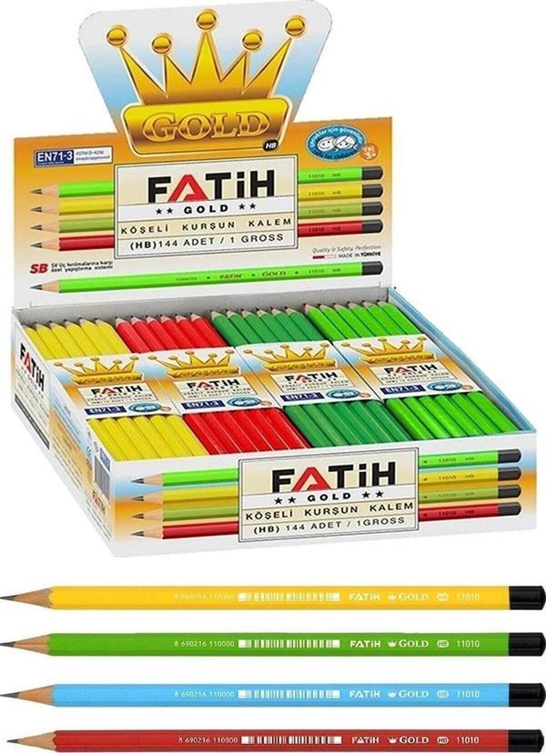 Fatih Mercanlı Gold Köşeli Kurşun Kalem (144 Lü Paket) - Image 1