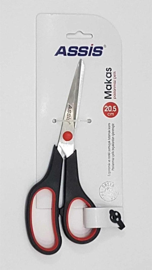 Cassa Ofis Makası Inoxy 20.5 CM Siyah Kırmızı Paslanmaz Çelik Büro Makası - Image 1