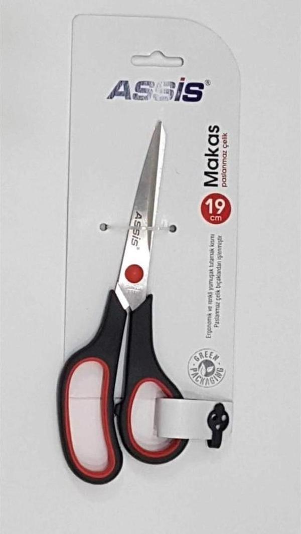 Cassa Makas Inoxy 19 CM Ofis Büro Makası Kırmızı Siyah (12 Li Paket) - Image 1