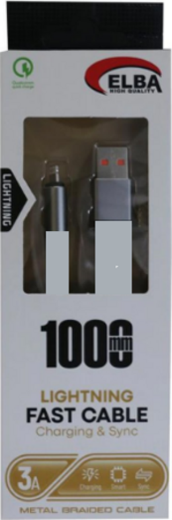 Elb27-İos 1Mt Iphone Lightning 3A Hızlı Şarj Hasırlı Şarj Kablosu Beyaz - Image 1