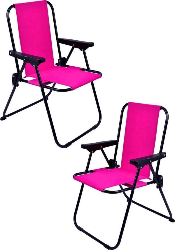 EXENT 2 Adet LÜX Çocuk Piknik Sandalyesi-Mini Kamp Sandalyesi-Pembe - Image 1