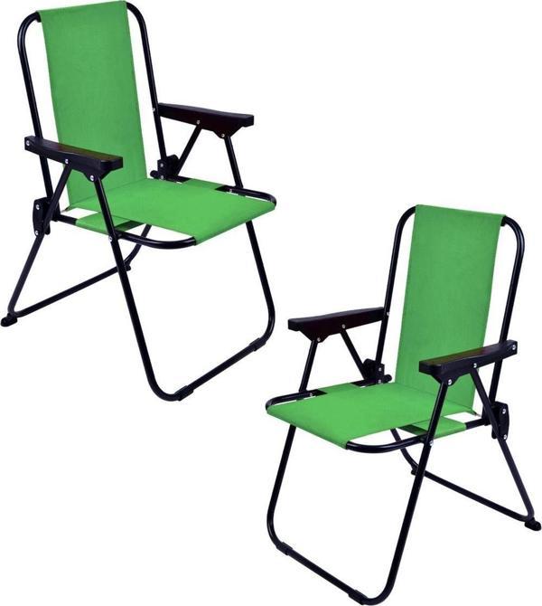EXENT 2 Adet LÜX Çocuk Piknik Sandalyesi-Mini Kamp Sandalyesi-Yeşil - Image 1