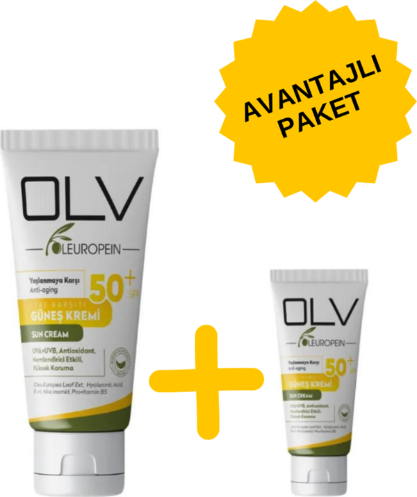 OLV SPF 50+ Yaşlanma Karşıtı Güneş Kremi Paketi 150 ml + 50 ml - Image 1
