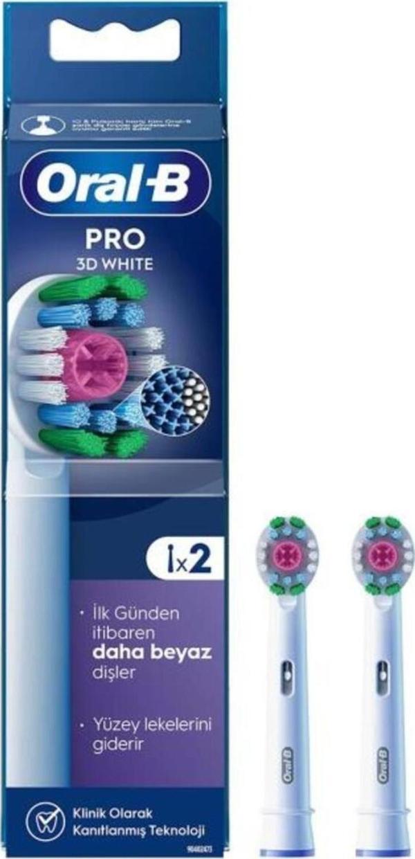 Oral-B Şarjlı Diş Fırçası Yedek Başlığı 3D White x-Filament 2 Adet Ürün - Image 1
