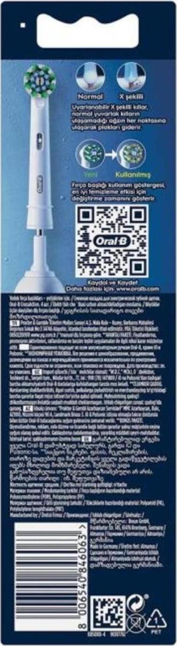 Oral-B Şarjlı Diş Fırçası Yedek Başlığı Cross Action x-Filament 4 Adet Ürün - Image 1