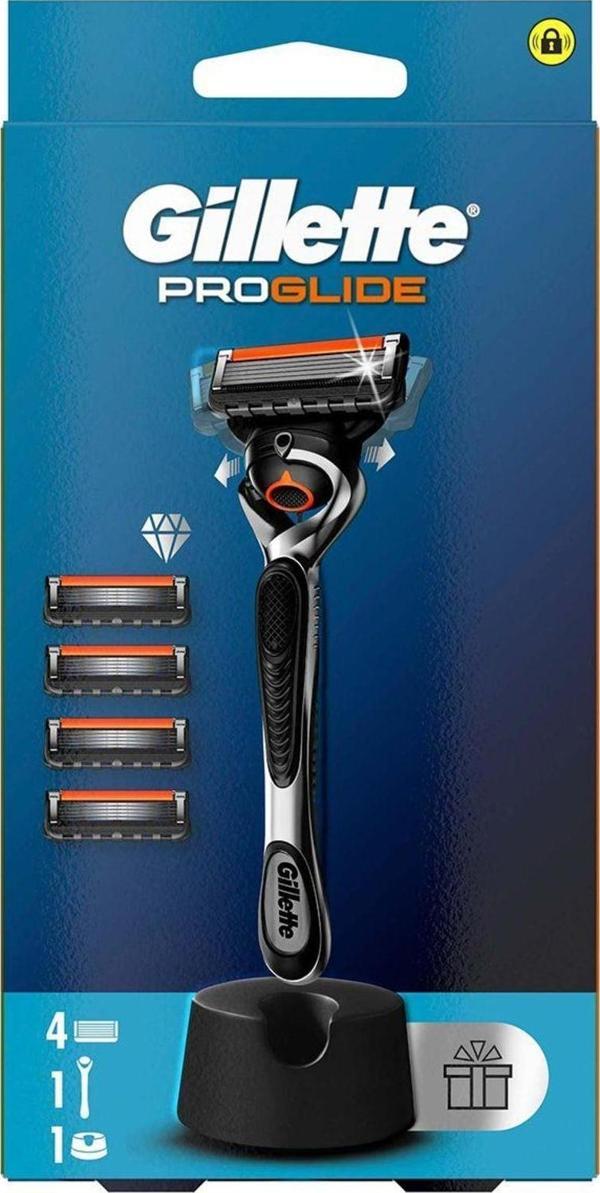 Gillette Proglide Tıraş Makinesi Ve Yedek Bıçağı 4'Lü + Tıraş Bıçağı Standı - Image 1