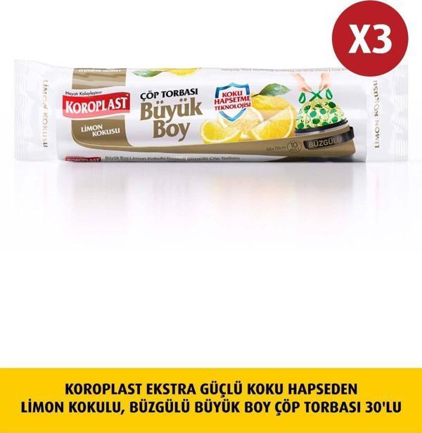 Koroplast  Koku Hapseden Limon büzgülü Büyük  Çöp 10luX3 Ad - Image 1