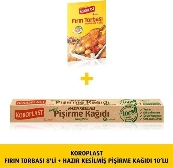 Koroplast Fırın Torbası 8'li+ Hazır Kesil. Pişirme Kağ. 10lu - Image 1