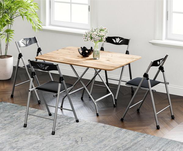 Eportatif 60x90 Atlantik Çam Katlanır Masa Ve 4 Adet Sandalye Seti 1126 - Image 1