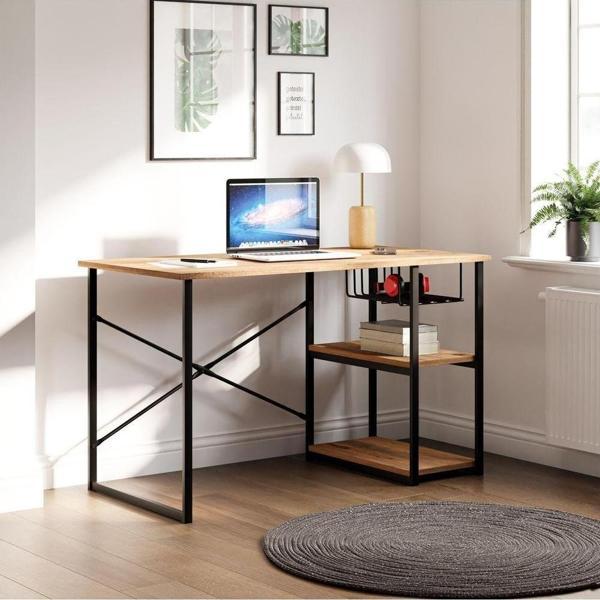 Eportatif Çalışma Masası Telli Raflı Ofis Laptop Bilgisayar Masası Çam 1343 - Image 1