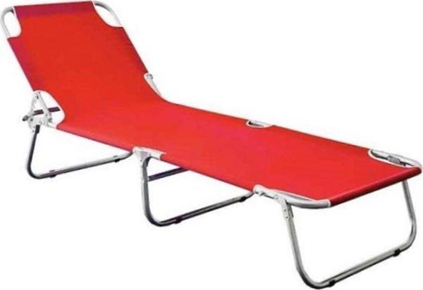 Eportatif Kamp Yatağı Bahçe Şezlong Katlanır Plaj Yatağı Kırmızı 1074 - Image 1