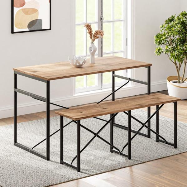 Eportatif Masa Takımı Bench Bank Masa Seti 120x60 Masa Mutfak Masası Yemek Masası 1228 - Image 1