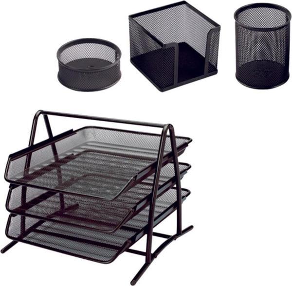 Mimaks Metal Ofis Seti Evrak Rafı + 3 Lü Masa Seti Evrak Rafı + Ataçlık + Kalemlik + Notluk - Image 1