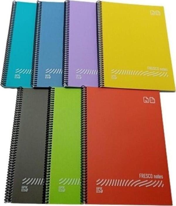 Gıpta Fresco Spiralli Düz Plastik Defter A4 80 Yaprak Çizgili (12 Li Paket) - Image 1