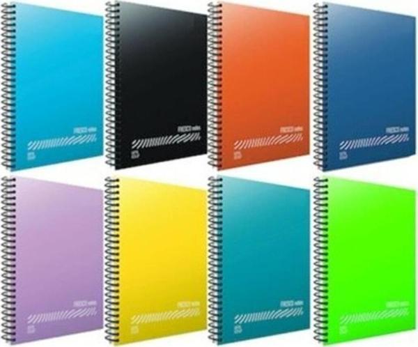 Gıpta Fresco Spiralli Düz Plastik Defter A5 96 Yaprak Kareli Küçük Boy 12 Li - Image 1