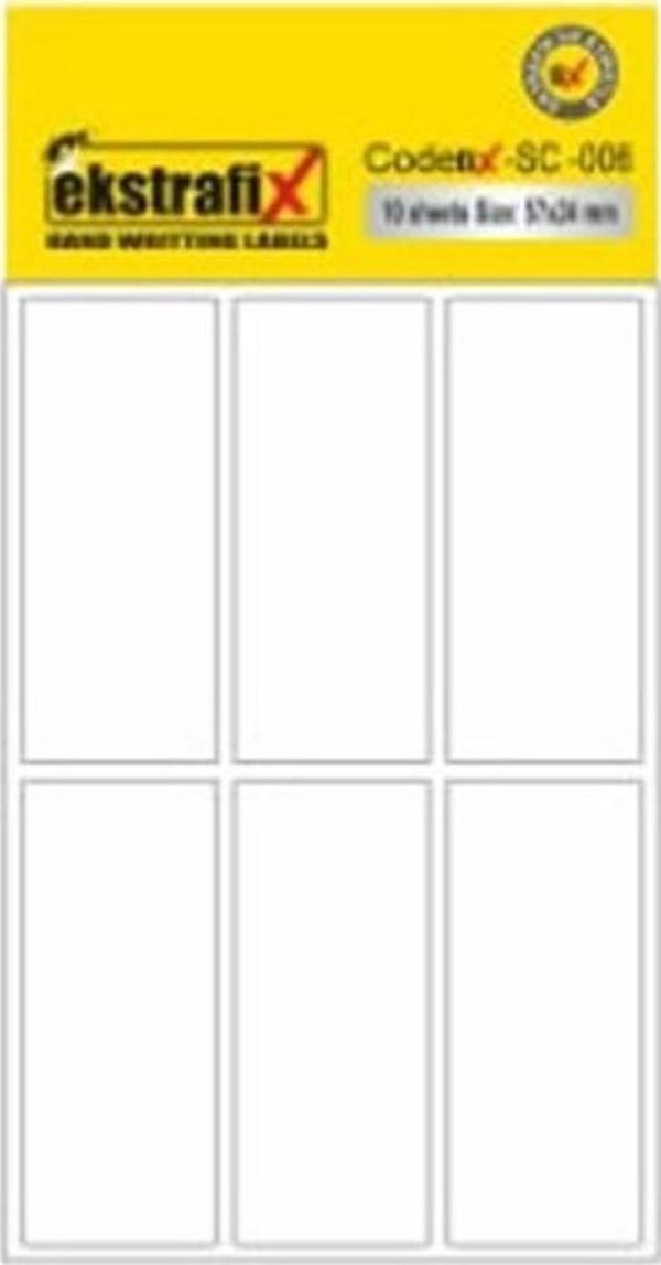 Ekstrafix Ofis Etiketi 57x24 MM Beyaz Ofis Etiketi 10 Yaprak - Image 1