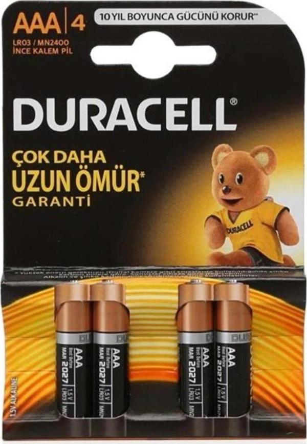 Duracell Alkalin İnce Kalem Pil (AAA) 4 LÜ Kartela (10 Adet) - Image 1