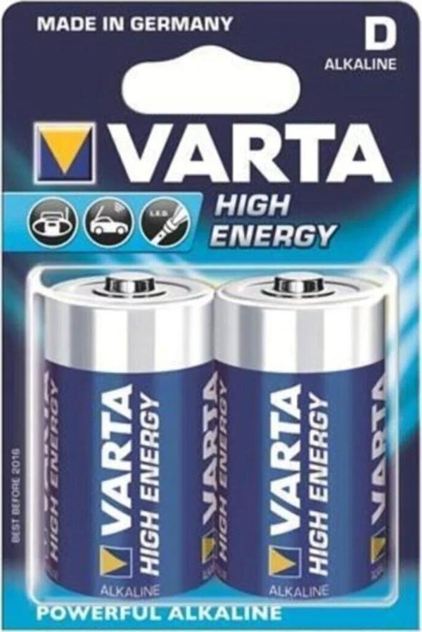 Varta Alkalin Büyük Boy Pil (D) High Energy 2 Li Paket - Image 1