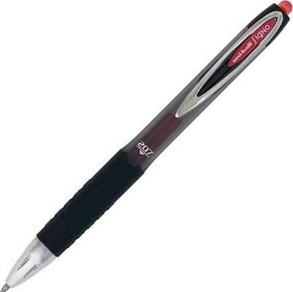 Uni-Ball Roller Kalem Signo 207 Jel Bilye Uç Mekanik 0.7 MM Kırmızı Jel Kalem (12 Li Paket) - Image 1