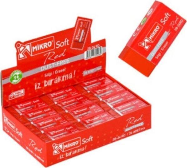 Mikro Silgi Soft Kırmızı 2B Öğrenci Silgisi (24 Lü Paket) - Image 1
