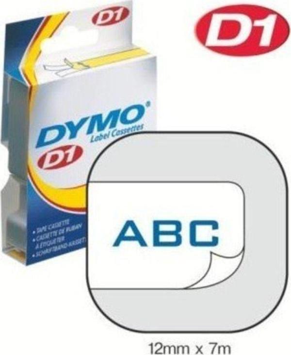 Dymo D1 Şerit Standart 12 MM x 7 Metre Beyaz Üzerine Mavi 45014 S0720540 - Image 1